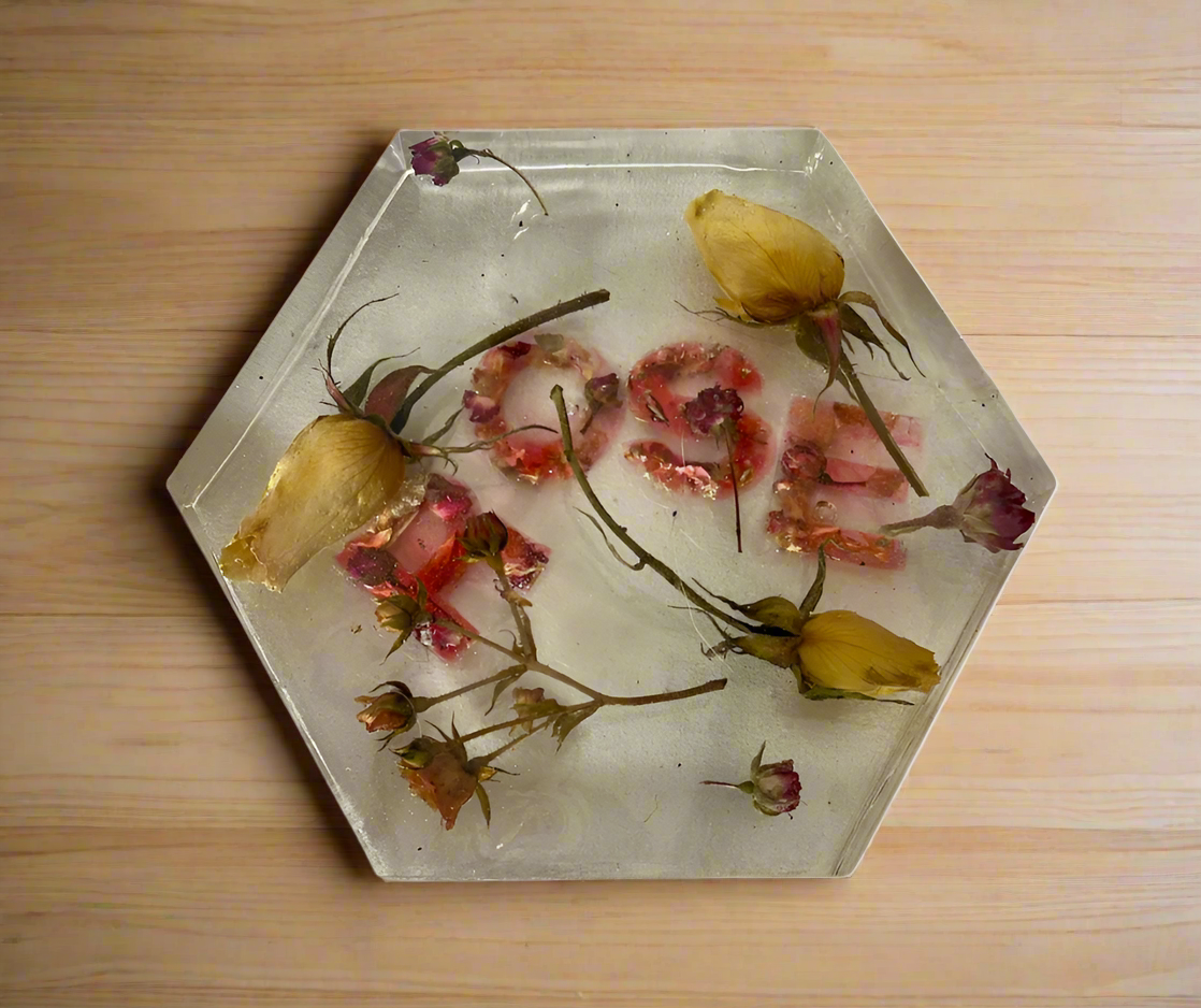 “ROSE” Hexagon Resin Wall Hanging